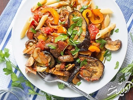 طرز تهیه خوراک قارچ و بادمجان طرز تهیه انواع غذا با قارچ, انواع غذا با قارچ,خوراک قارچ و بادمجان